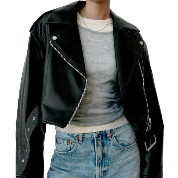 Jaqueta Feminina de Couro Slim