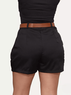 Short Feminino de Alfaiataria Cintura Alta Meia Coxa com Cinto