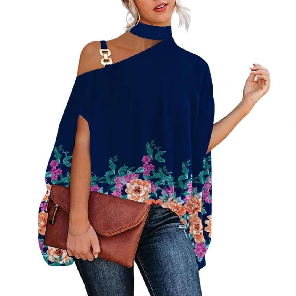 Blusa Feminina Gola Alta e Ombro Aberto - Brenda