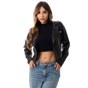 Jaqueta Feminina de Couro Sintético Preto