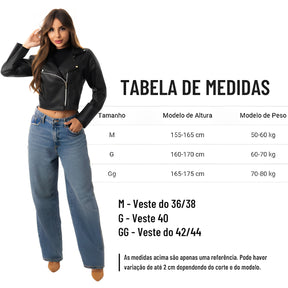 Jaqueta Feminina de Couro Sintético Preto